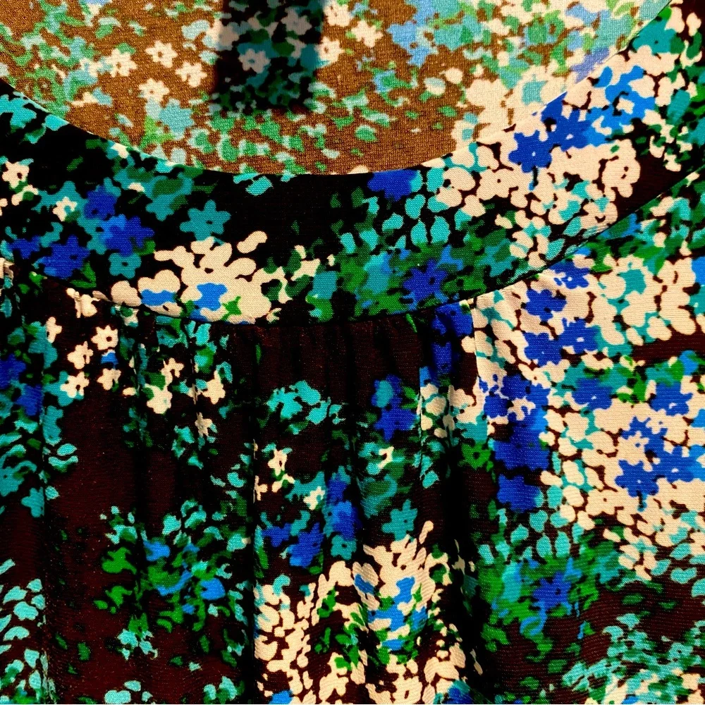 Carole Little Tank Top Shell Sleeveless Multicolor Print Brown Turquoise Sz L - Picture 3 of 5